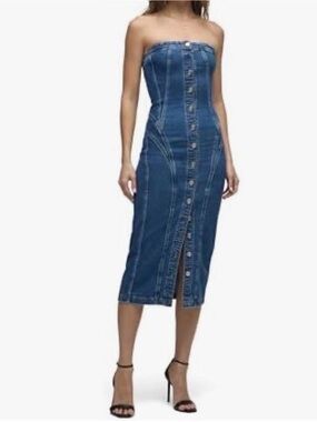 Hudson Jeans Strapless Seamed Midi Dress Accessible Carousel NWT